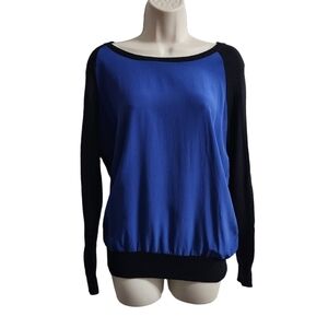 Joie Black Blue Color Block Knit Top